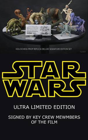 STAR WARS: 1:1 HOLO CHESS SET, signed by key members of the film crew. Entire edition (of only 77 total!) sold out on first day of sale. Only 1 set available.
